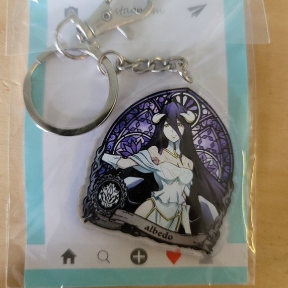 3 Overlord Keychains Ainz Ooal Gown Albedo Shalltear Bloodfallen - Picture 5 of 6